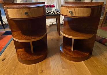 Paire de chevets Sycomore et Loupe d'Amboine